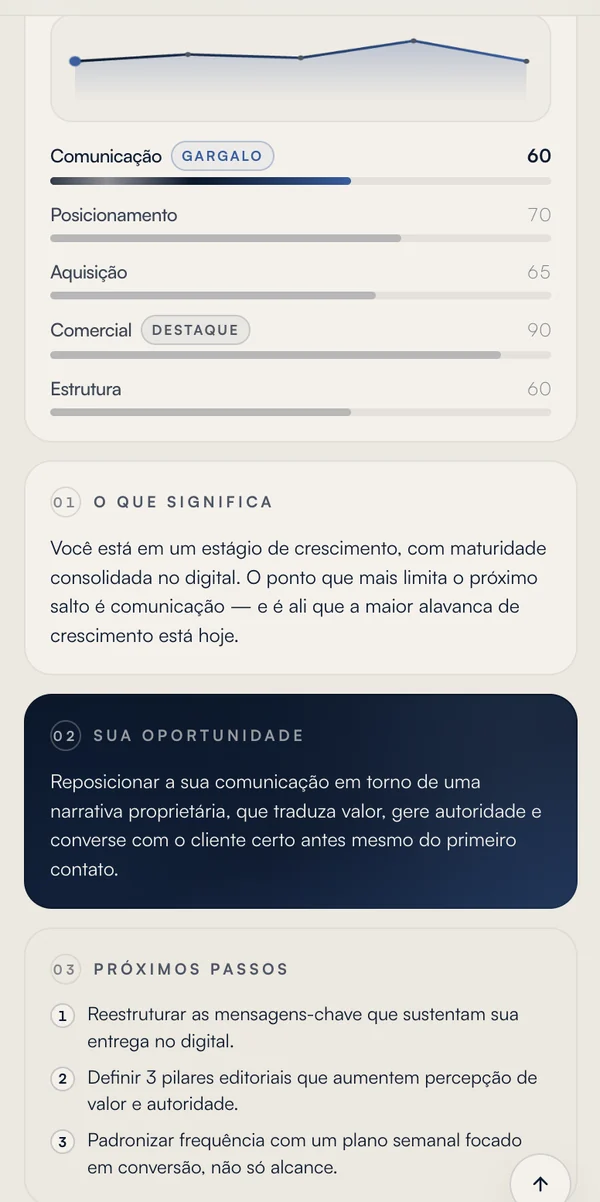 Preview do resultado do diagnóstico estratégico